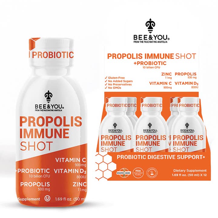 BEE&YOU - Wholesale Oral Supplement/Vitamin - Propolis Immune Shot - Probiotic, 50 ml x 12