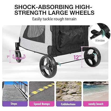 39F Inc. - Vente Caisse de transport – chien - EchoSmile Poussette pour chien XL, tout-terrain, capacité de 160 lbs2