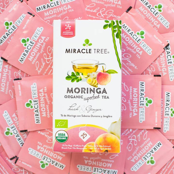 Miracle Tree - Wholesale Health/Detox Tea - Organic Moringa Tea: Peach & Ginger