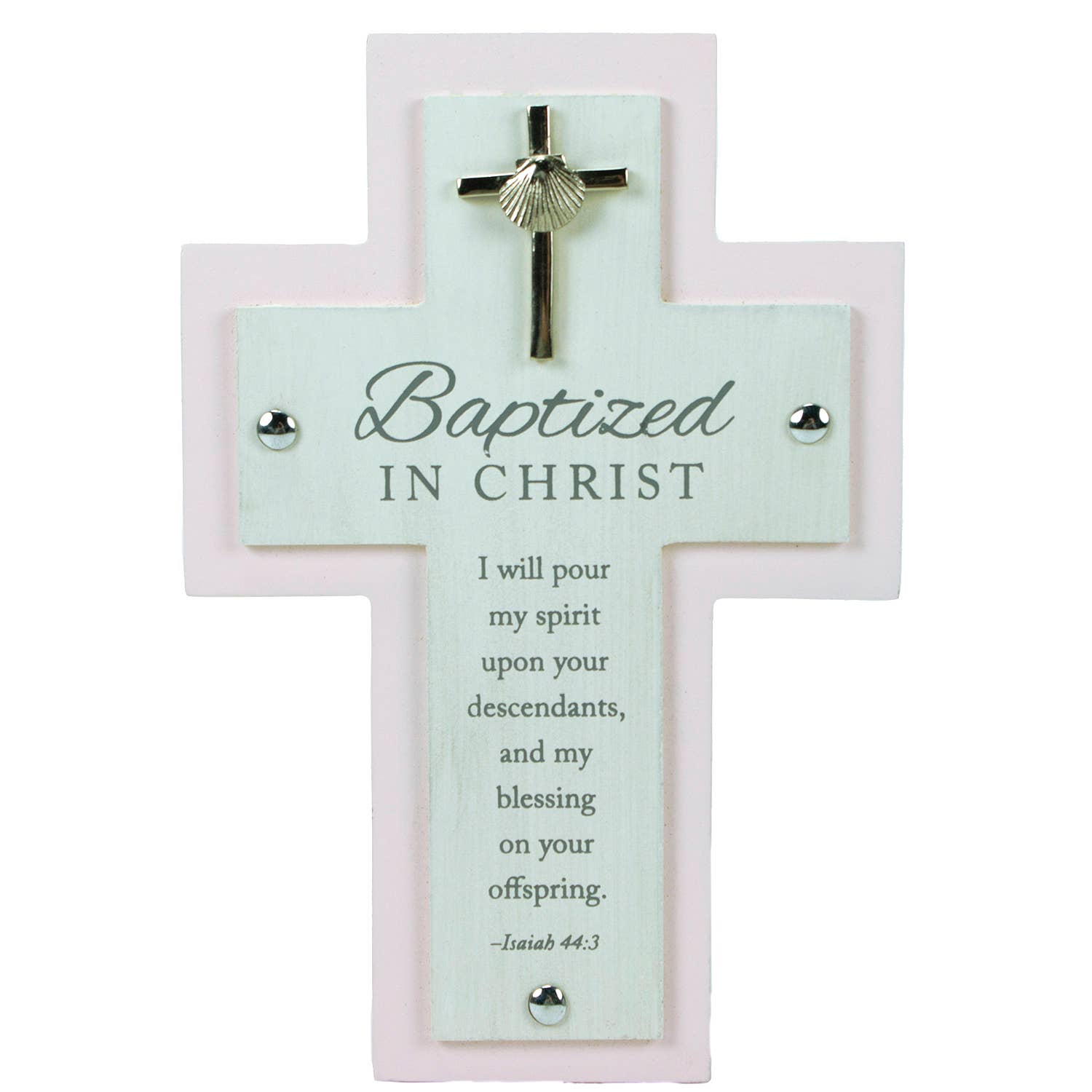 Abbey + CA Gift - Wholesale Wall Cross - Pink Baptism Cross1