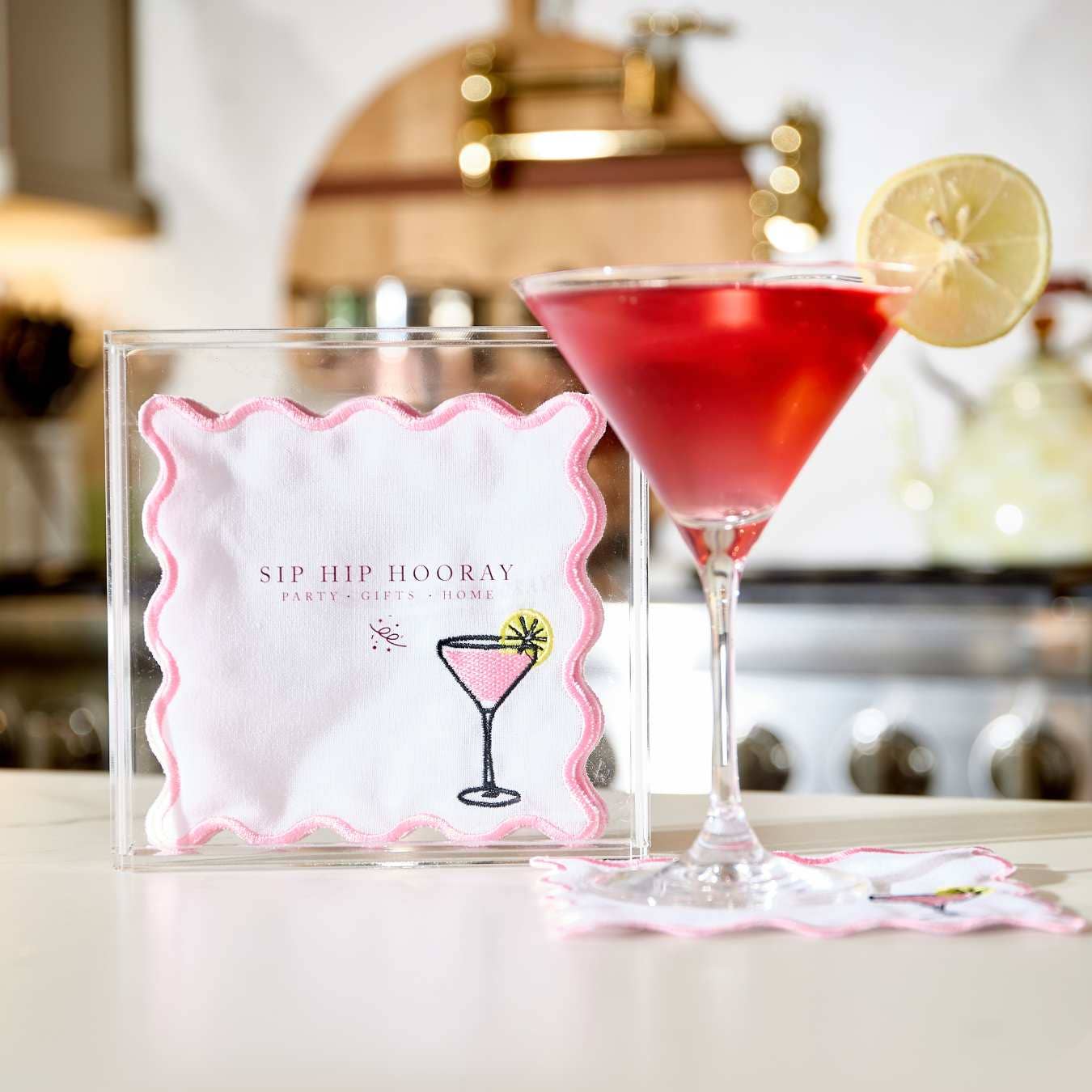 Sip Hip Hooray - Wholesale Dinner & Cloth Napkin - Embroidered Cocktail Napkins with Reusable Acrylic Box 11