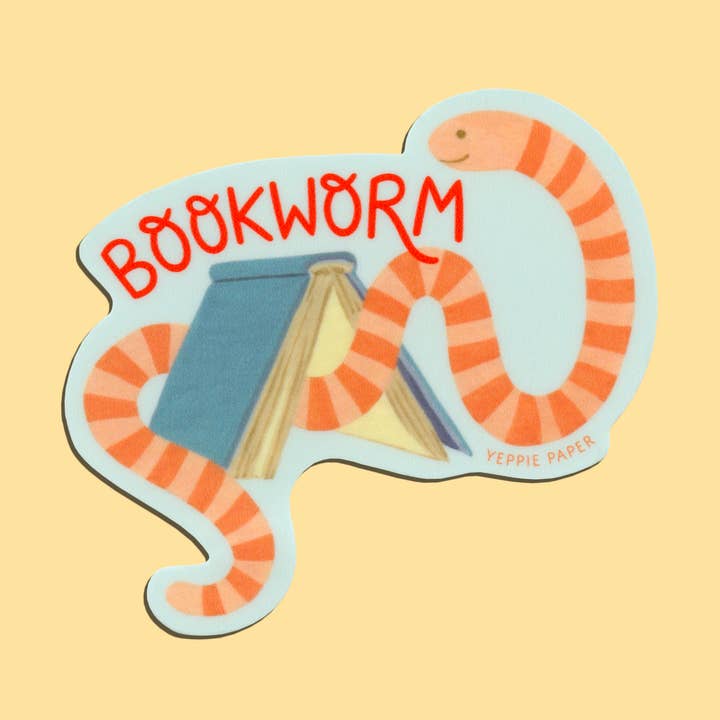 Bookworm Book Lover Sticker for wholesale by Yeppie Paper