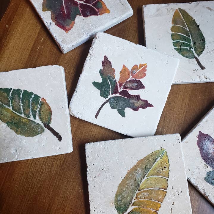 Hand Painted Fall Coasters Leaf Coasters for wholesale by Hand to Home Concepts, LLC
