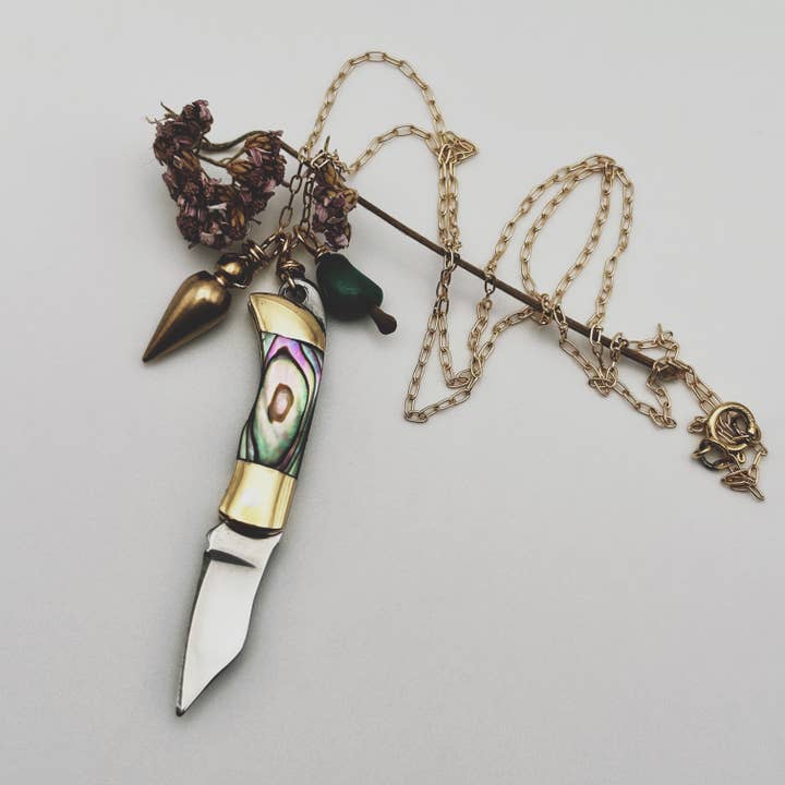 Fluff Hardware - Wholesale Pendant/Charm Necklace - Handmade Billie Jr. Necklace (Abalone)