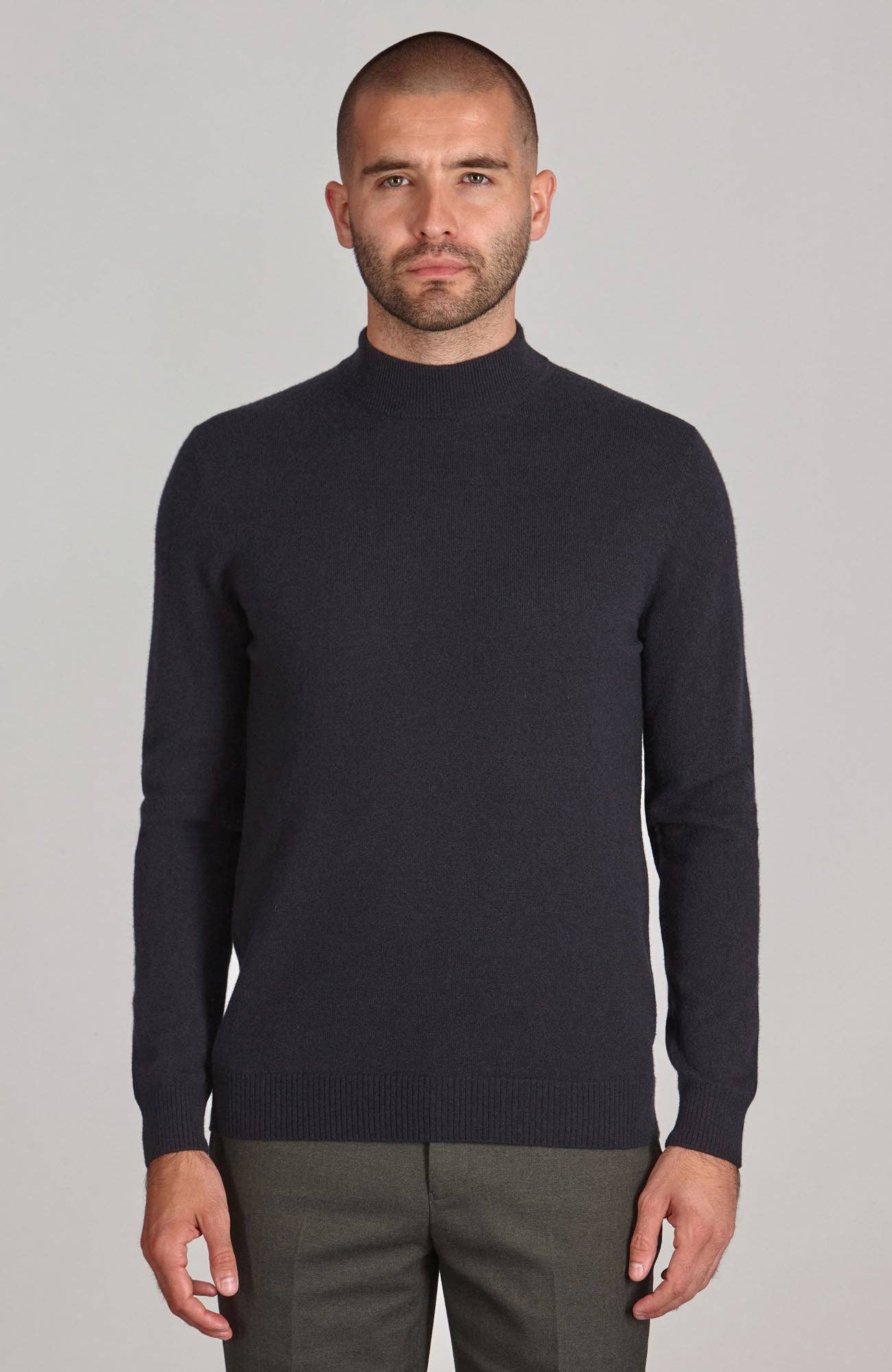Paul James Knitwear - Wholesale Knit Sweater - Men's - Mens Lightweight Merino Cashmere Mock Turtle Neck Jumper0