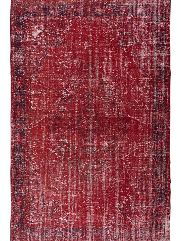 6x9.2 Ft Handmade Shabby Chic Turkish Area Rug in Red Color for wholesale by Rug Specialist LLC.