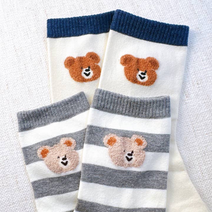 Hehe Bear Socks Set Of 2 for wholesale by Ellison+Young