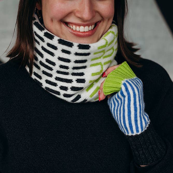 Candy Coated Accessories - Wholesale Scarf - Women's - Lambswool Neck Warmer Snood - Blue, Green, Charcoal & Ecru6