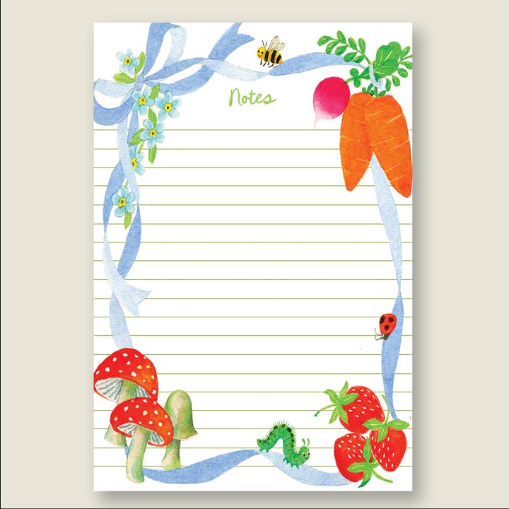 Paddenstoel Aardbeien Lint Notitieblok voor wholesale door Elsabelle Paper Co.