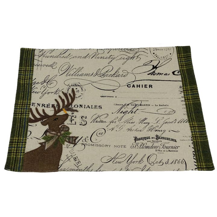Set de table en daim avec applique renne, 13"x18", pièce unique pour la vente par Xia Home Fashions & Manor Luxe