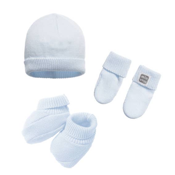 Primeros Días 3 Piezas Punto Tricot Celeste 100% Algodón para venta al por mayor de Minutus