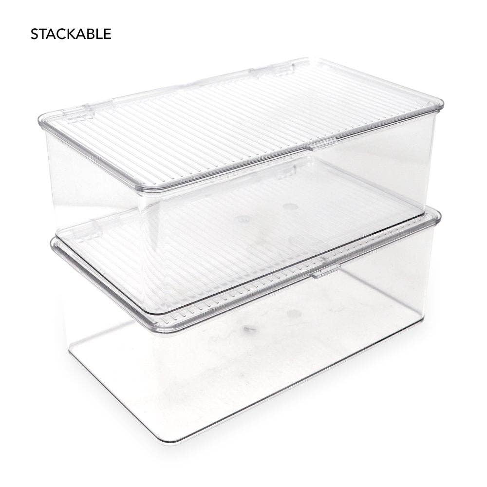 Clear Isaac Jacobs Stackable Organizer Bin w/ Hinged Lid for wholesale on Faire10