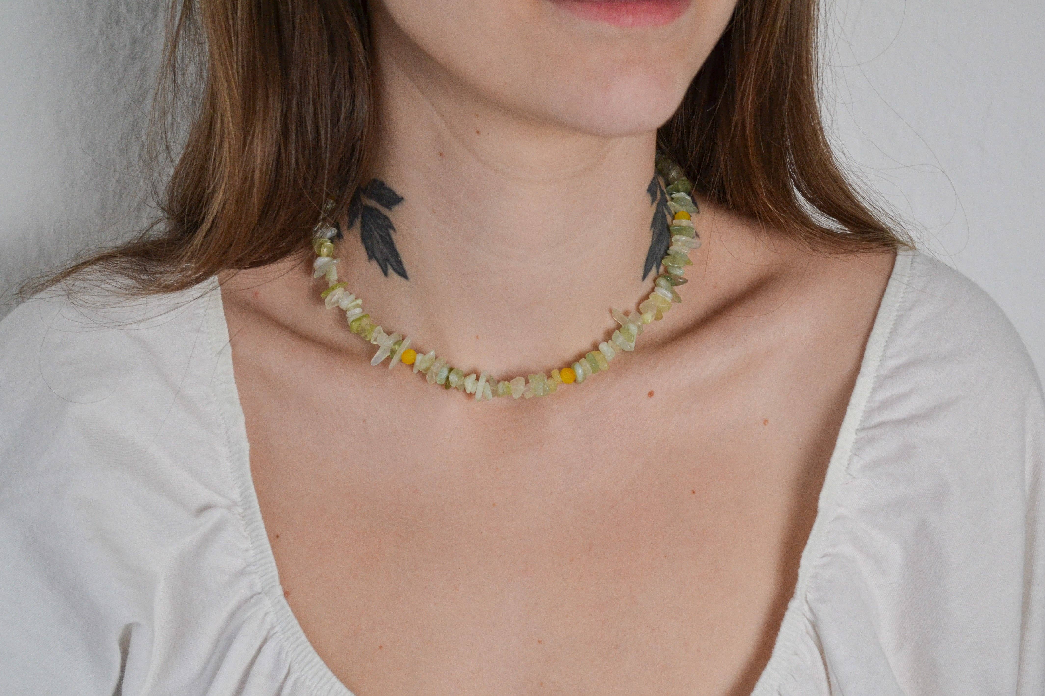 Linati Studio - Wholesale Beaded/Pearl Necklace - Gaia gemstone necklace with serpentine2
