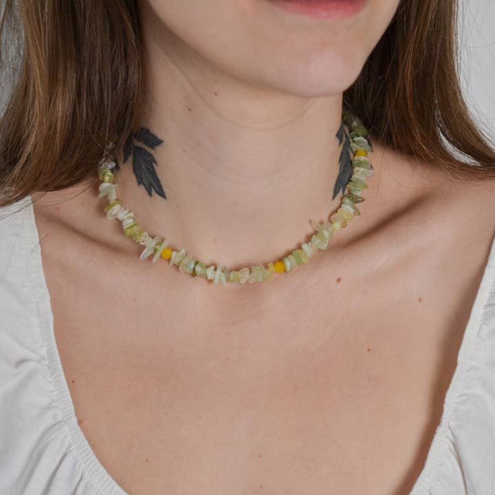 Linati Studio - Wholesale Beaded/Pearl Necklace - Gaia gemstone necklace with serpentine2