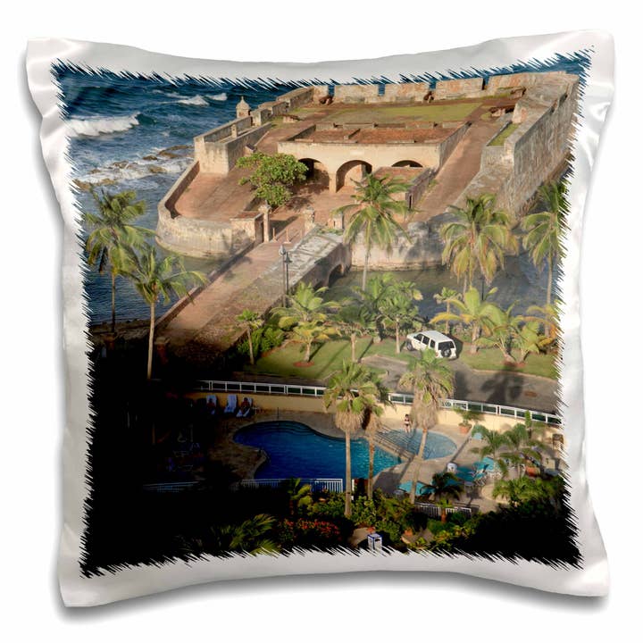 3dRose, Rovine di Fort San Geronimo, San Juan, Porto Rico - US27 MPR0005 - Maresa Pryor, Federa per cuscino per la vendita all'ingrosso da parte di 3dRose