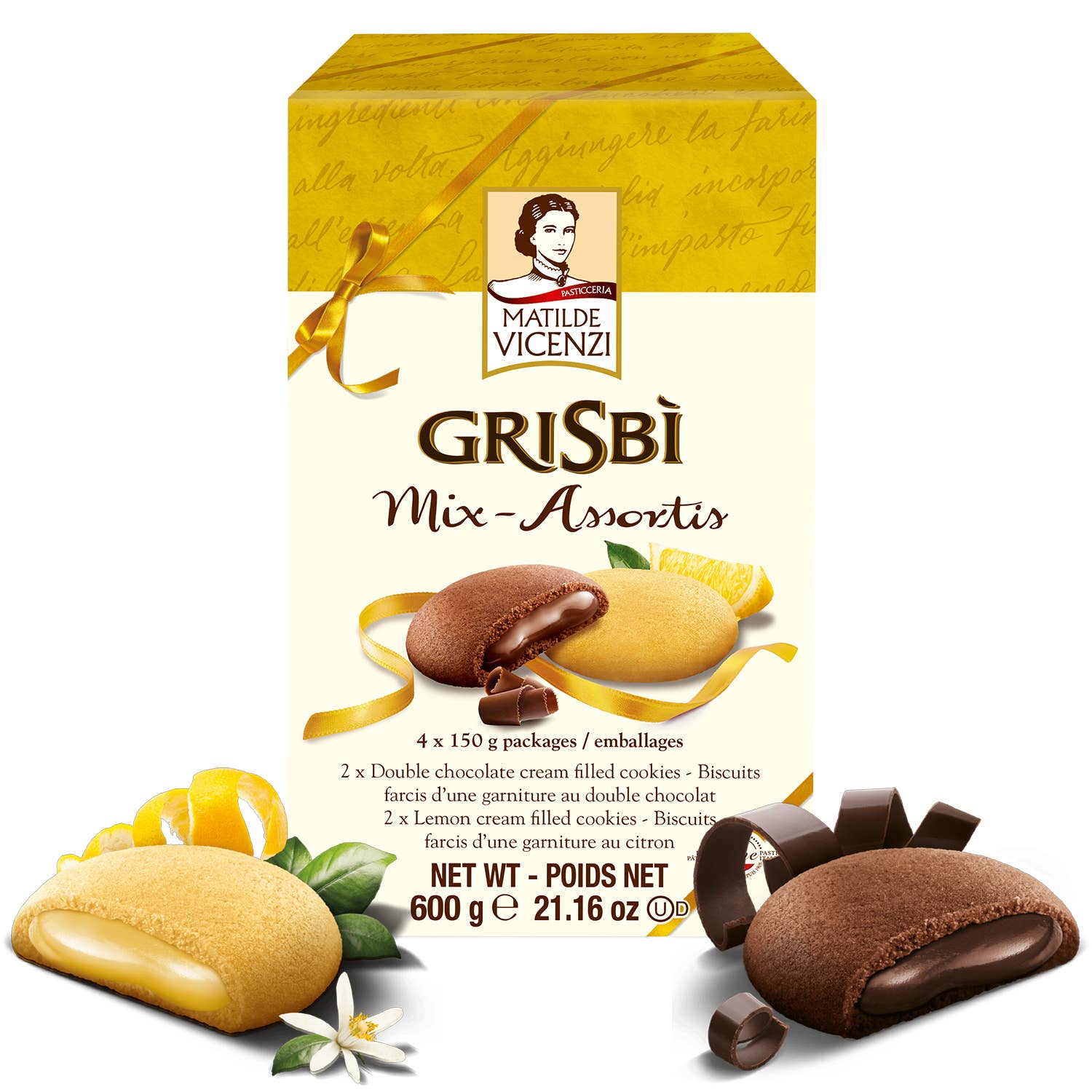Vicenzi USA Inc. - Wholesale Cookie - Grisbi Mix Box, Assorted Cream Filled Biscuits, 600g0