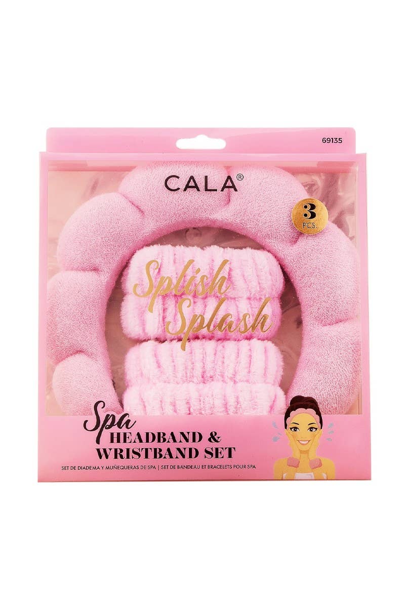 CALA 69135 Pink Spa HEADBAND & Wristband Set - 6 pc