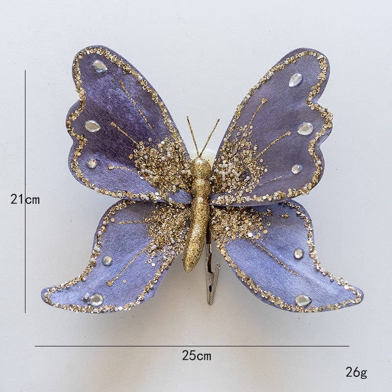 UZ Wholesale Store - Wholesale Ornament - High-End Fabric Glitter Butterfly Christmas Tree Ornament5