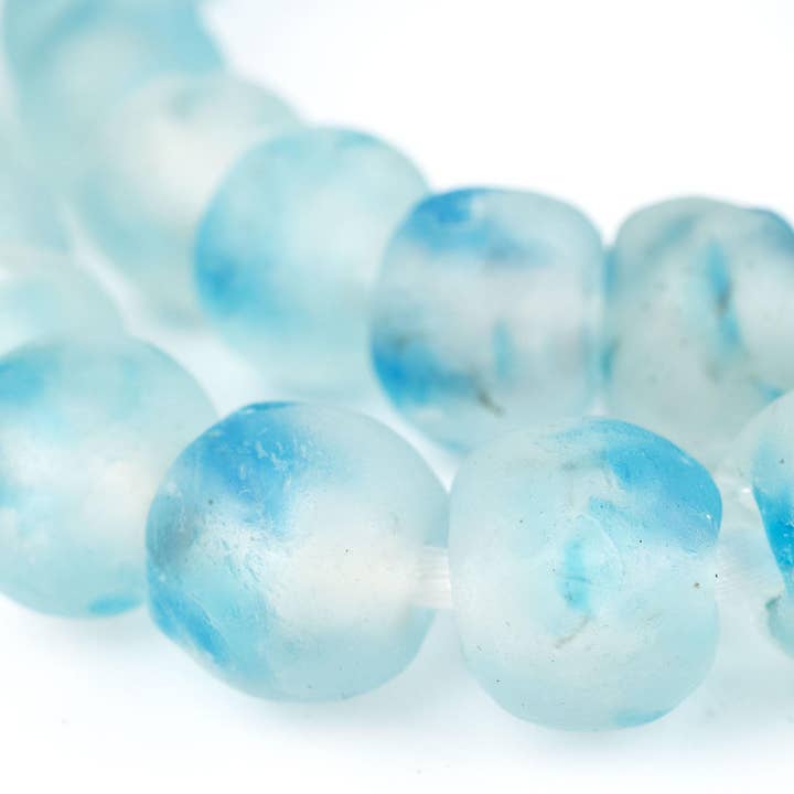 The Bead Chest - Wholesale Beads - 18mm Speckled Blue Recycled Glass Beads1