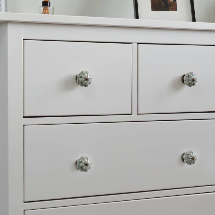Rinkit Pty Ltd - Wholesale Knob/Pull - Nicola Spring Ceramic Drawer Knob - Vintage Flower - Dark Green