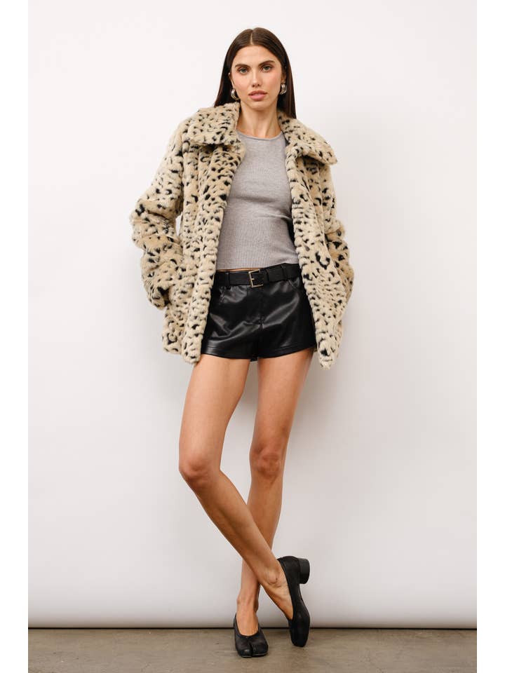 Naya Leopard Faux Fur Coat for wholesale on Faire