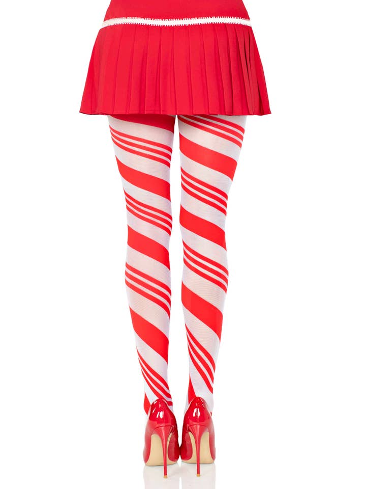 Red White Arya Sheer Candy Striped Tights for wholesale on Faire1