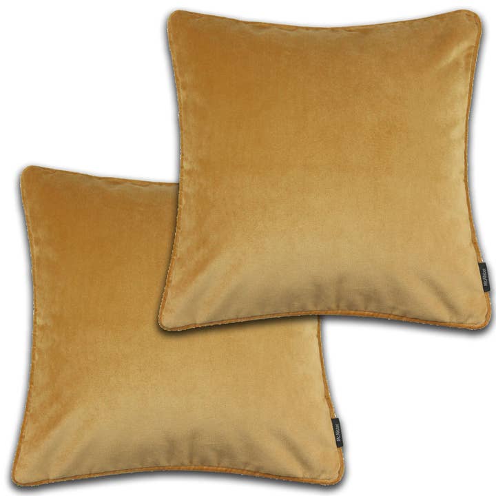 Mcalister textiles – wholesale Prydnadskuddfodral – Matt Ockra Gul Sammet 43cm x 43cm Kudde Uppsättningar