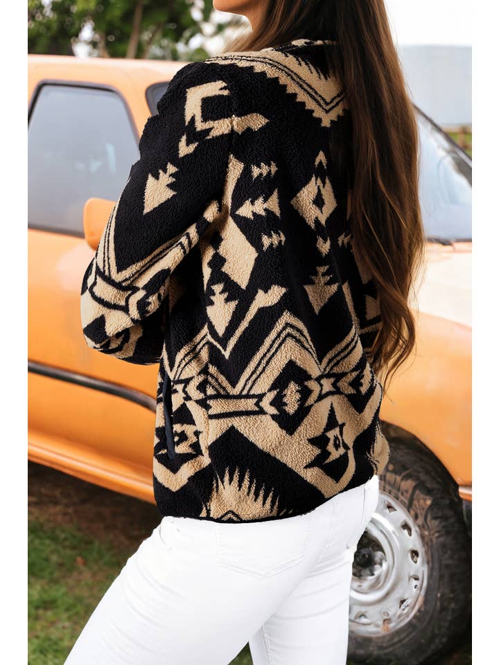 fashionworks - Wholesale Sweatshirt - Women's - Fashion-W Western Half Zip Plush Sweatshirt* S-4X1