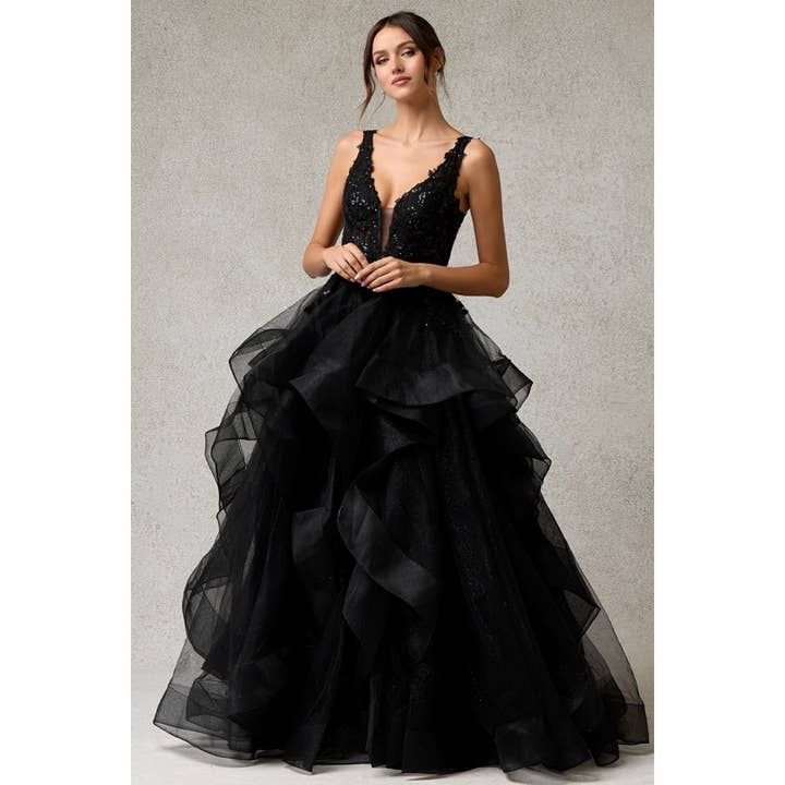 Ärmelloses Kleid mit tiefem Ausschnitt und Tüllrüschen für den Großhandel von Babyfox Apparel