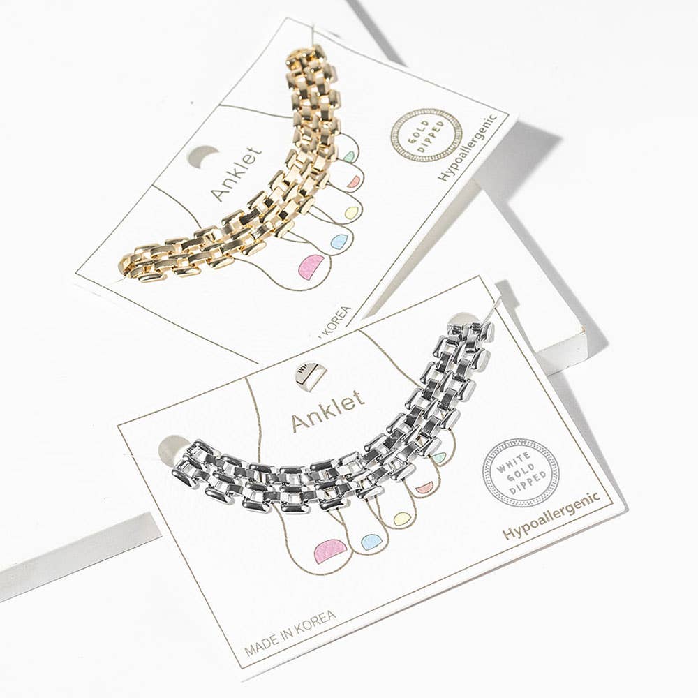 Sensibling Corp. - Wholesale Anklet - Gold Dipped Double Box Chain Anklet6