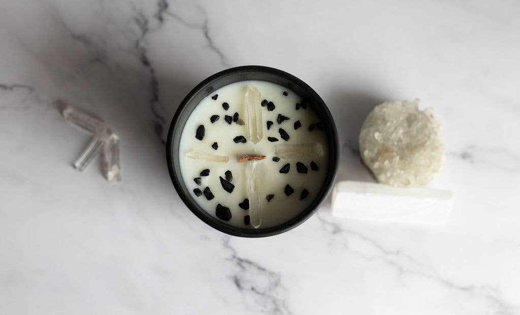 Amara Candles - Wholesale Jar/Filled Candle - Intention Wood Wick Soy Crystal Candle Collection9