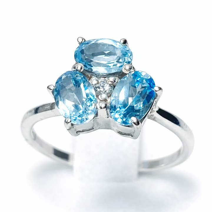 Äkta Ocean Light Blue Ädelsten .925 Silverring för wholesale av Glimmering Handmade