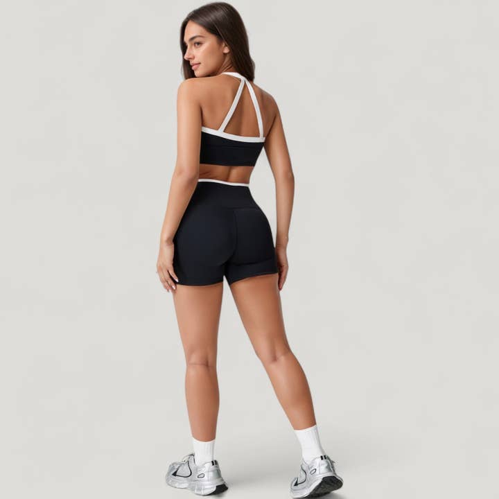 Active by Anna-Kaci - Wholesale Athletic Top - Women's - Square Neck Cropped Active Tank with Contrast Trim and Built4