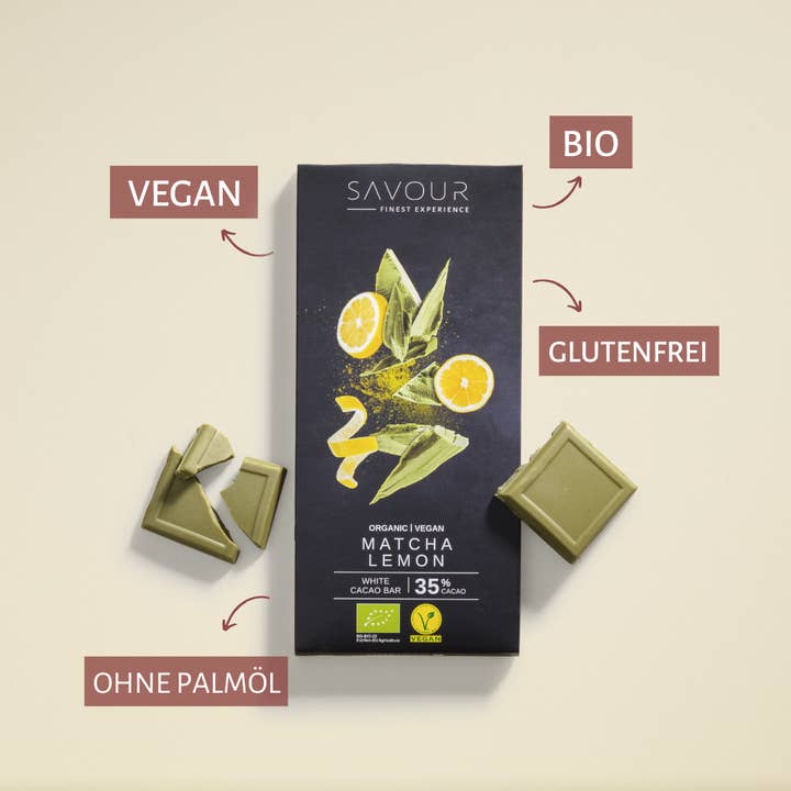 SAVOUR - Vente Chocolat - Chocolat blanc au matcha et citron | Bio, Vegan2