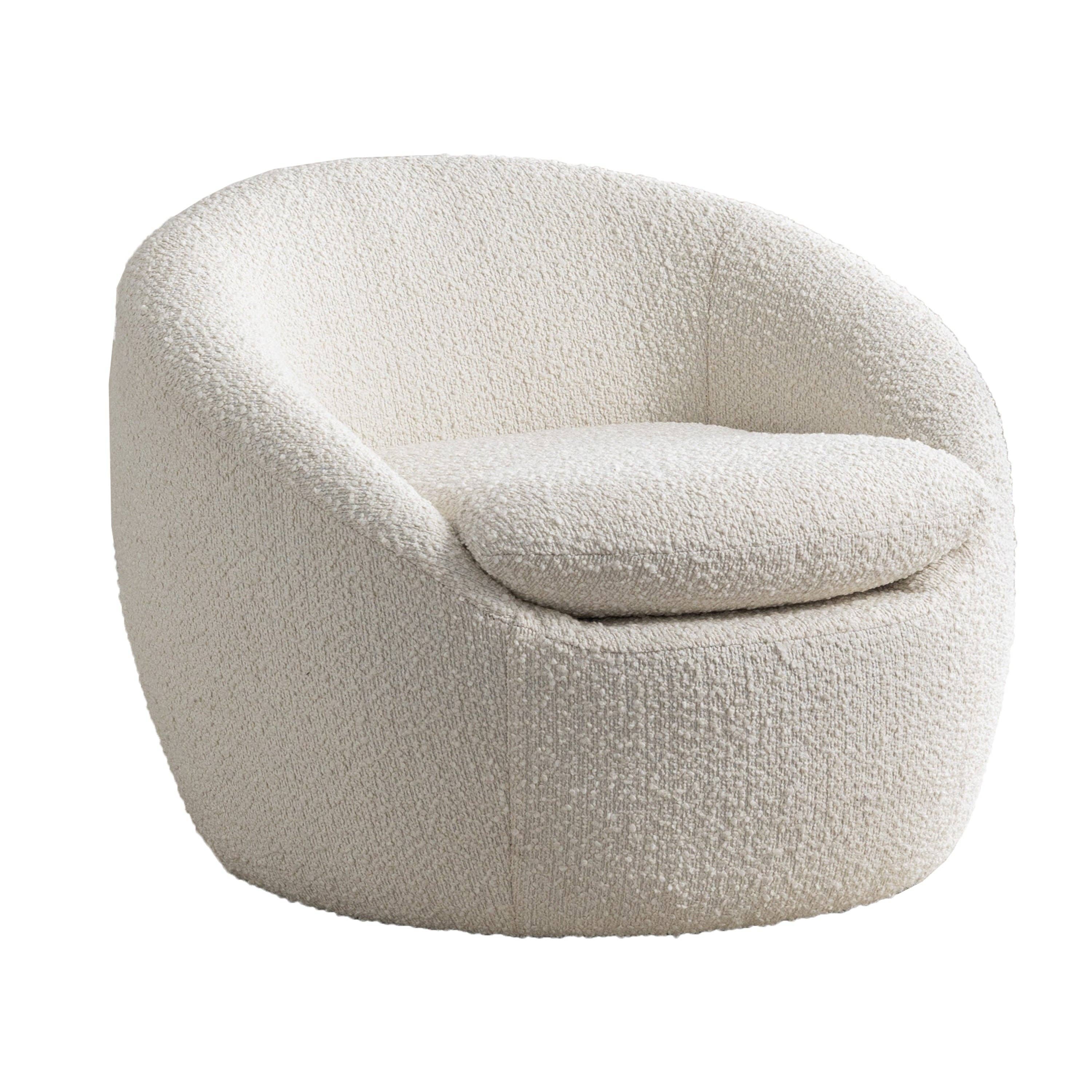 HOMYCASA DESIGN INC - Vente Chaises - Fauteuil tonneau pivotant à 360° en tissu bouclé Winnie Modern Teddy12