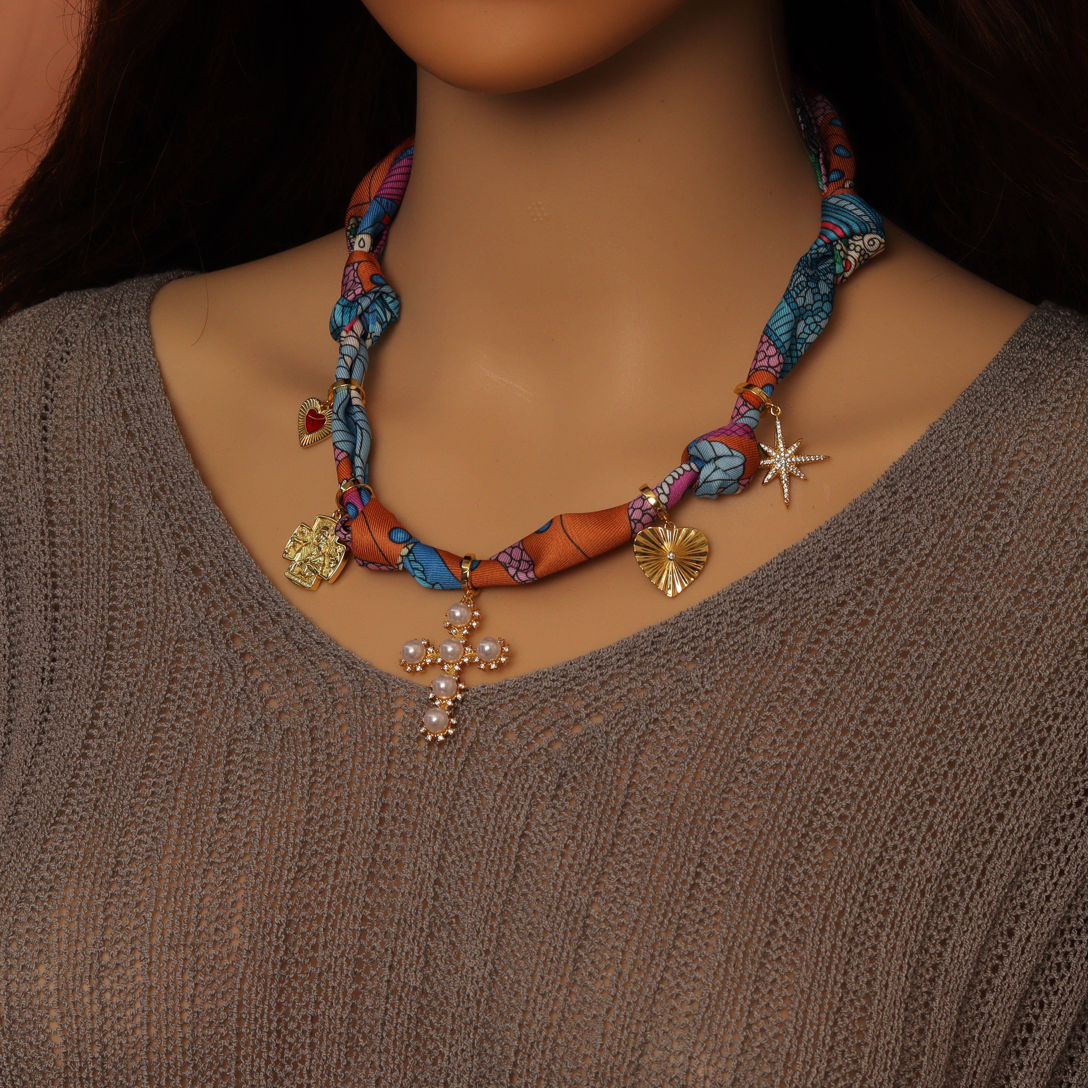 BestBeads&Beyond - Wholesale Pendant/Charm Necklace - Convertible Scarf Necklace, Adjustable Silk Scarf nkl, EF80815