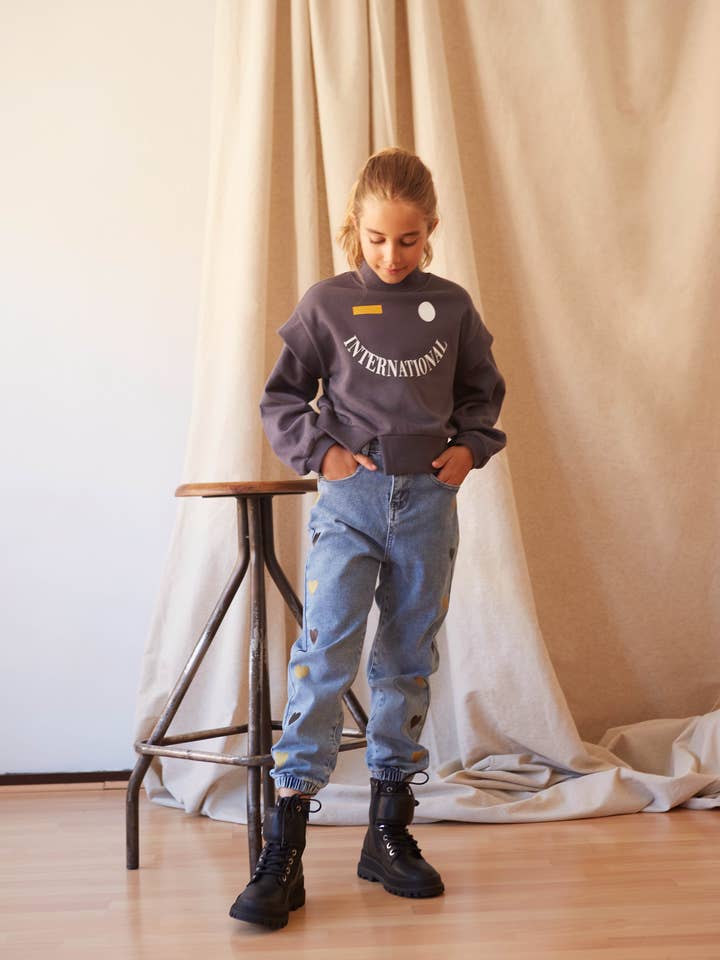 Girl's Long Sleeve Mid Neck Sweatshirt for wholesale by Newness Kids