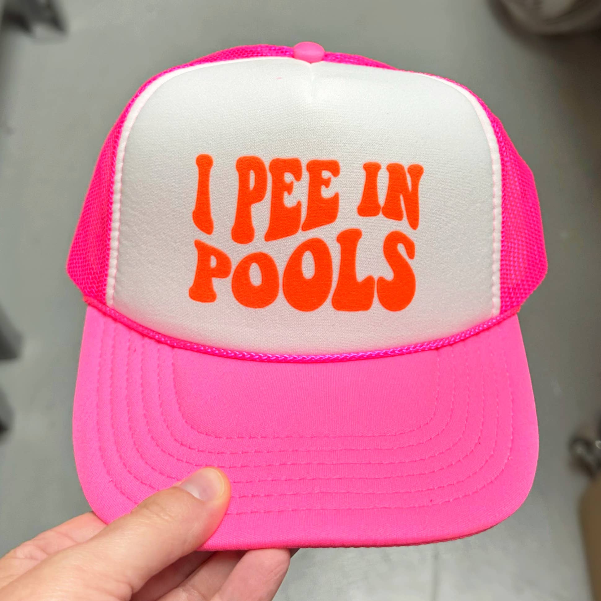 Trendy Tee Co. - Wholesale Trucker Hat - Women's - I Pee In Pools Neon Foam Trucker Hat5