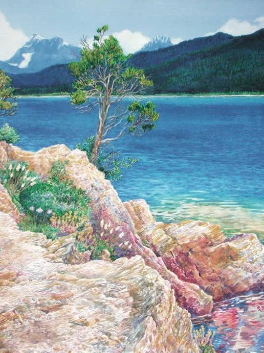 Lago McDonald en verano - Tarjeta de notas para venta al por mayor de Frame of Mind