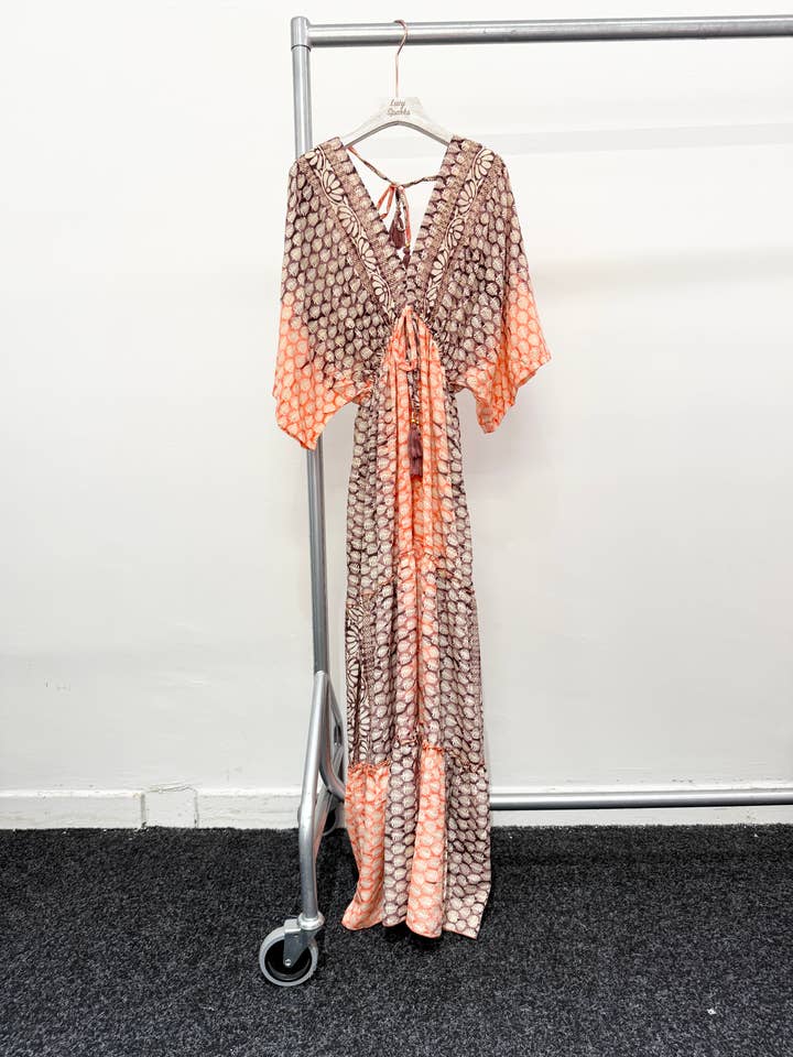 Lucy Sparks - Wholesale Dress - Women's - SILKY MAXI DRESS WITH DEEP V NECK