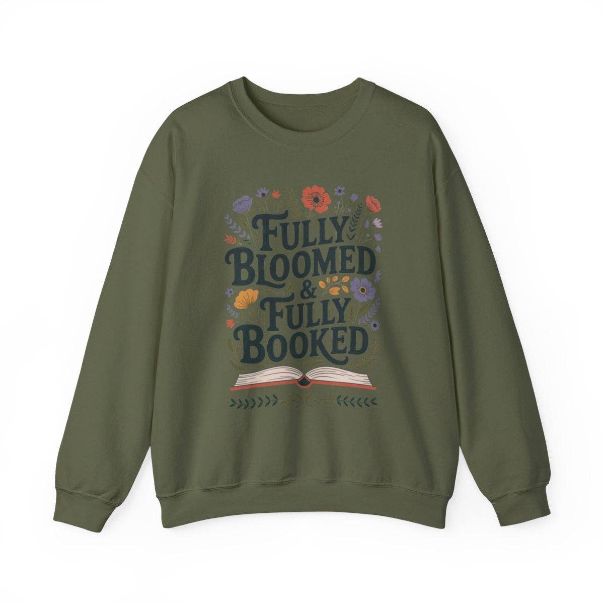MagicMerchEmporium - Wholesale Graphic Sweatshirt - Women's - Fully Bloomed and Fully Booked Floral Books Sweatshirt2
