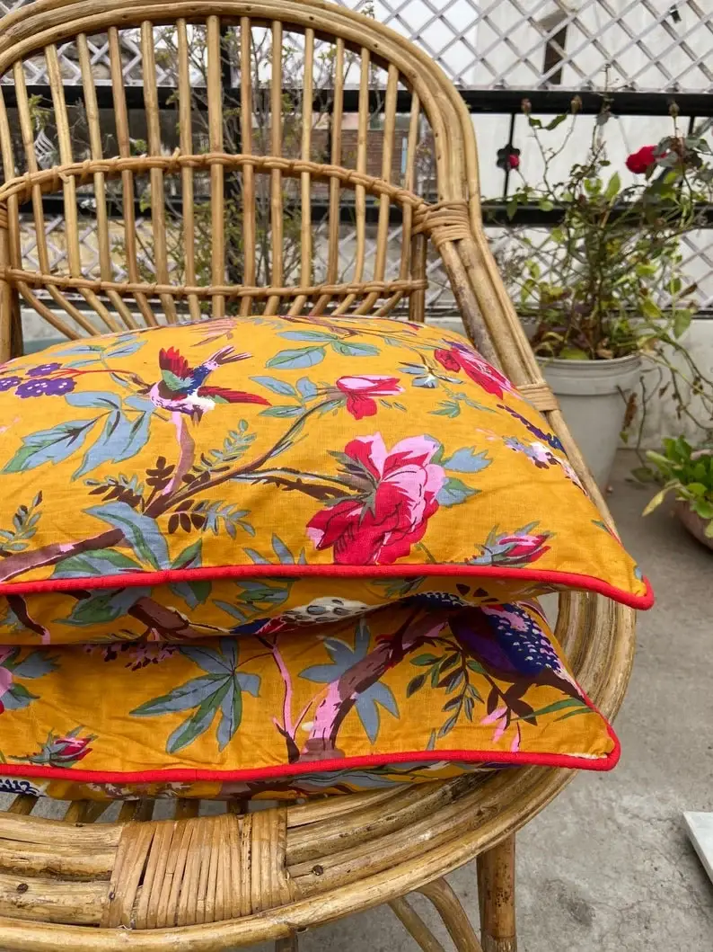 GYPSY STUDIO - Wholesale Throw Pillow Cover - Set Of 2 Piece Multicolor Paradise Bird Print Cushion Floral2