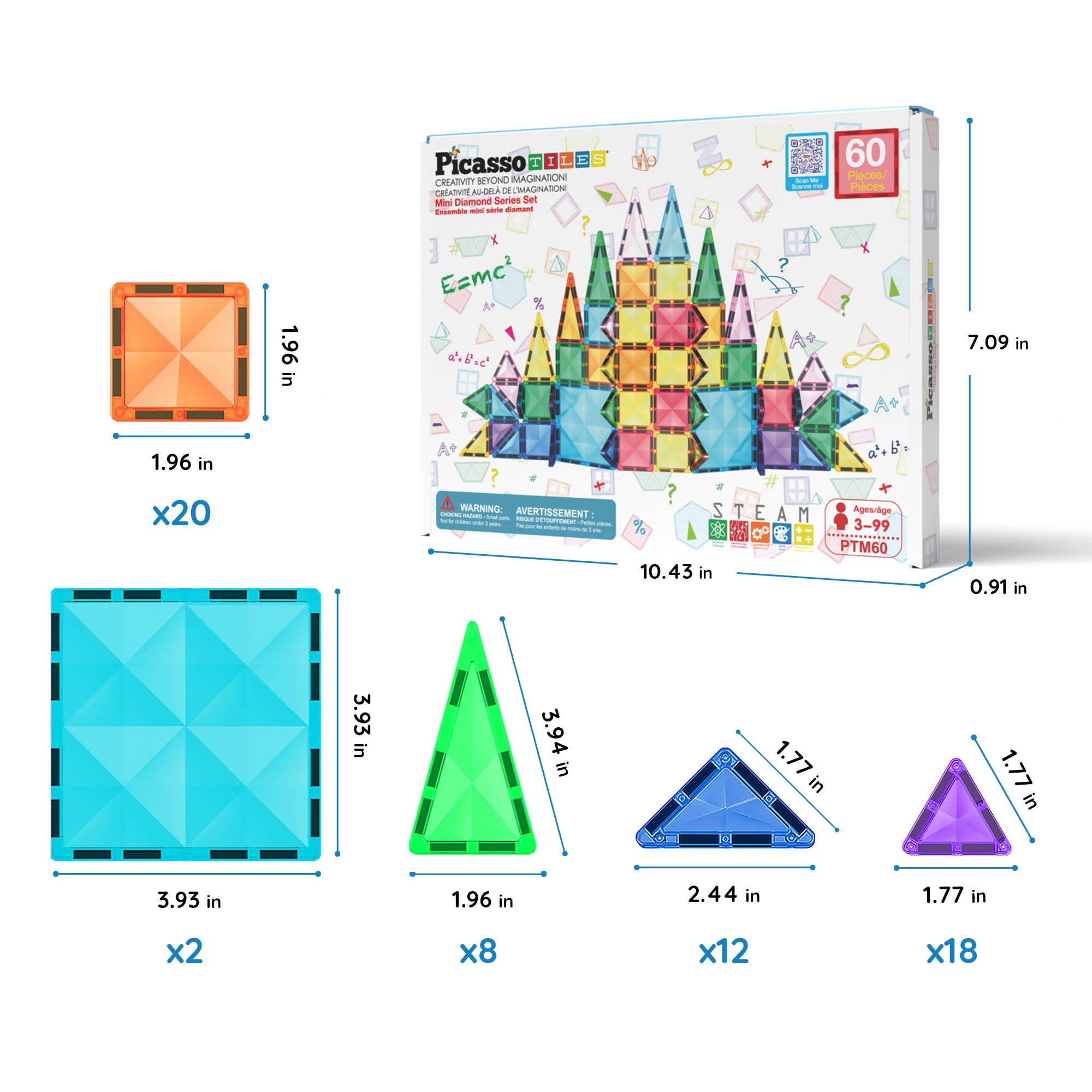 PicassoTiles - Wholesale Building Set - Kids - PicassoTiles 60pc Travel Size Magnetic Tile Building Set1