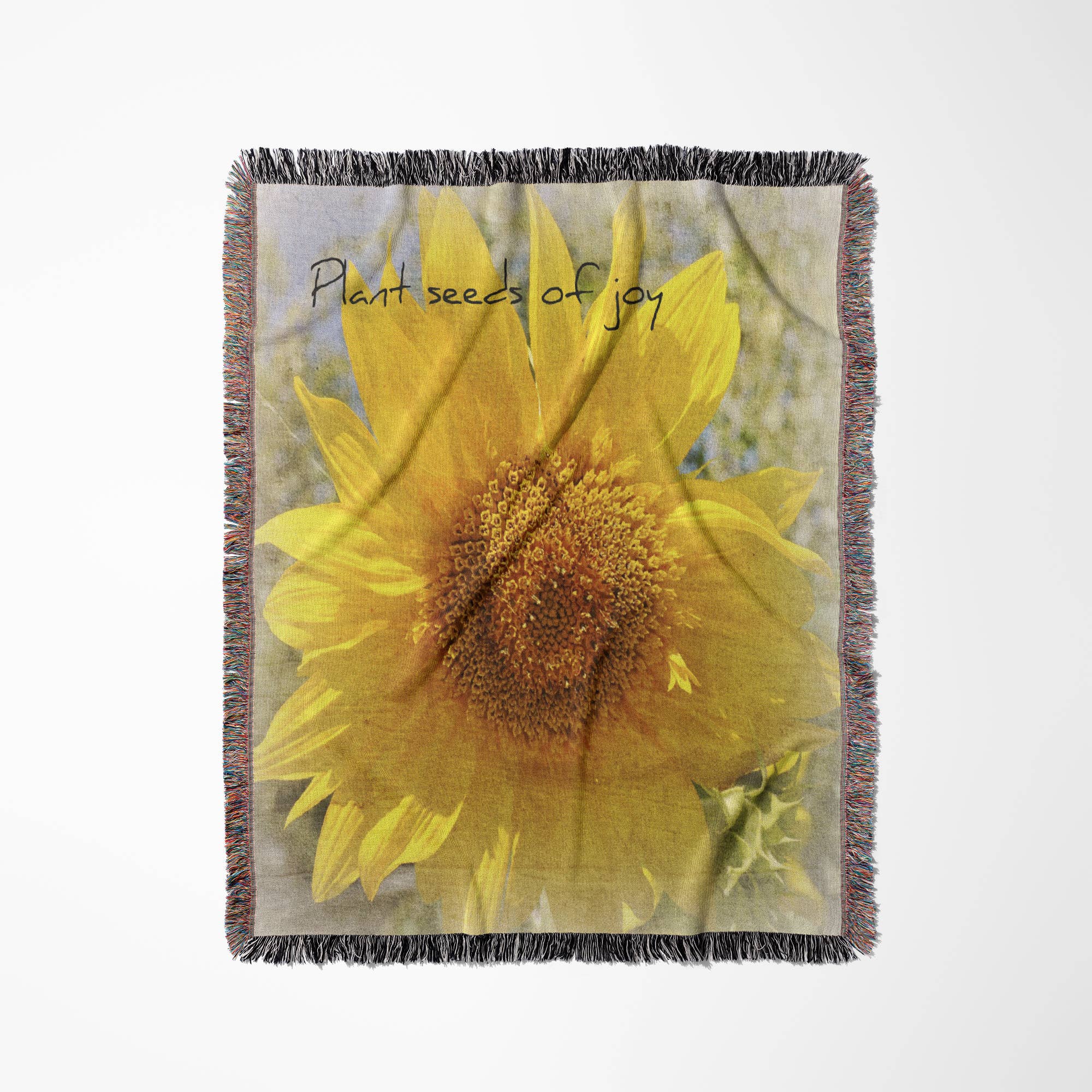 3dRose - Wholesale Throw blanket - 3dRose, Yellow Sunflower - Plant Seeds of Joy - Inspirational Floral, Blanket