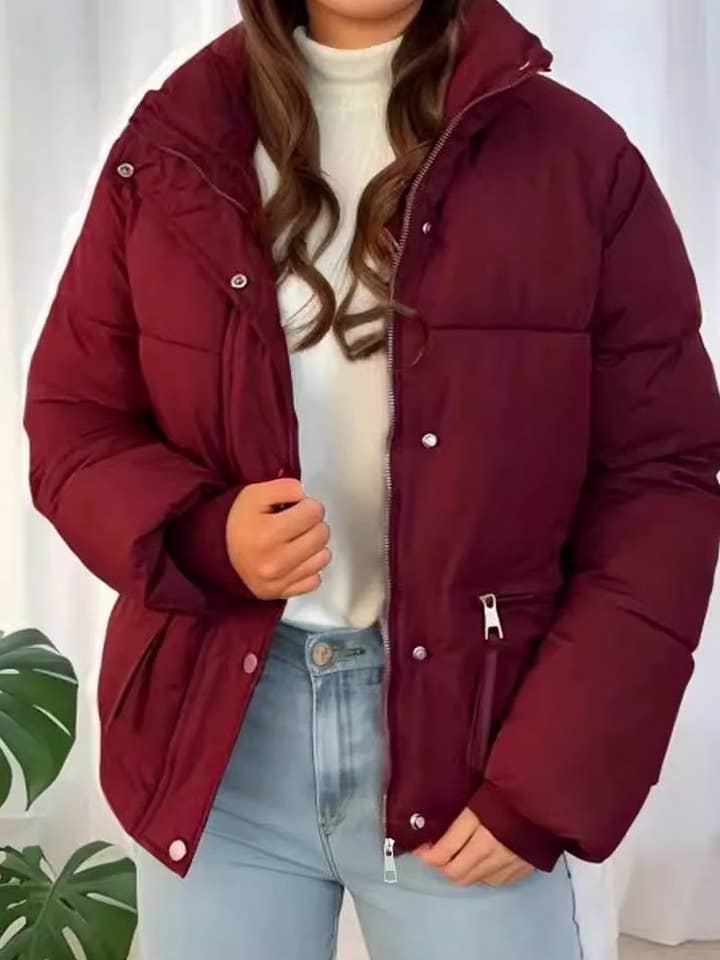 CWOCO0605_STAND COLLAR THICKENED SOLID COLOR COTTON COAT for wholesale by NINEXIS