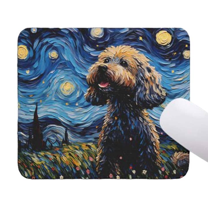 Tapis de souris antidérapant pour ordinateur Starry Night Dog Poodle pour la vente par Luluizy Designs Co.