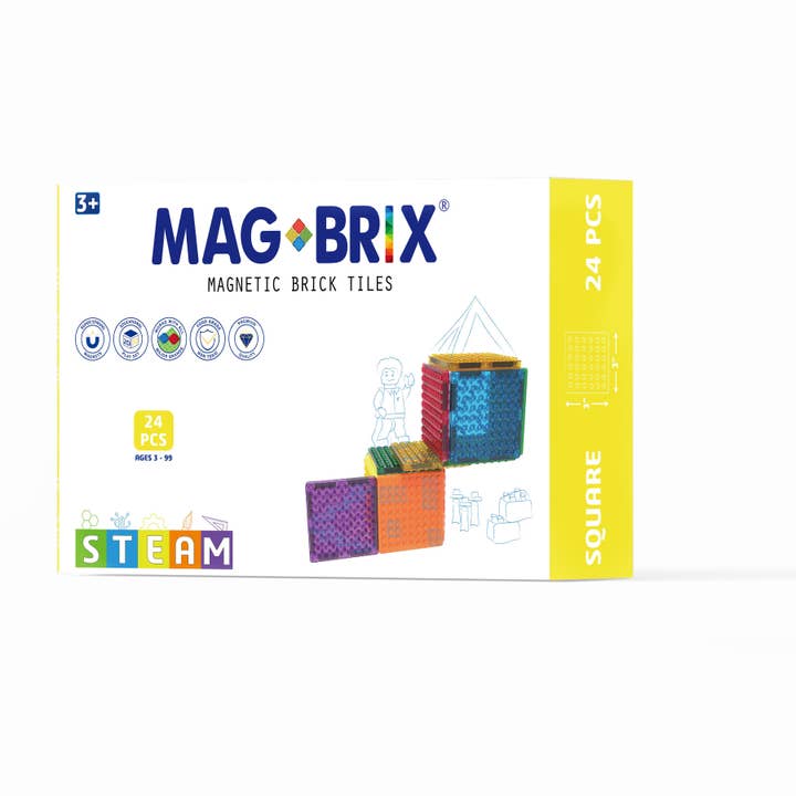MAGBRIX® Magnetic Brick Tile - Square 24 Pcs Pack for wholesale by Magblox