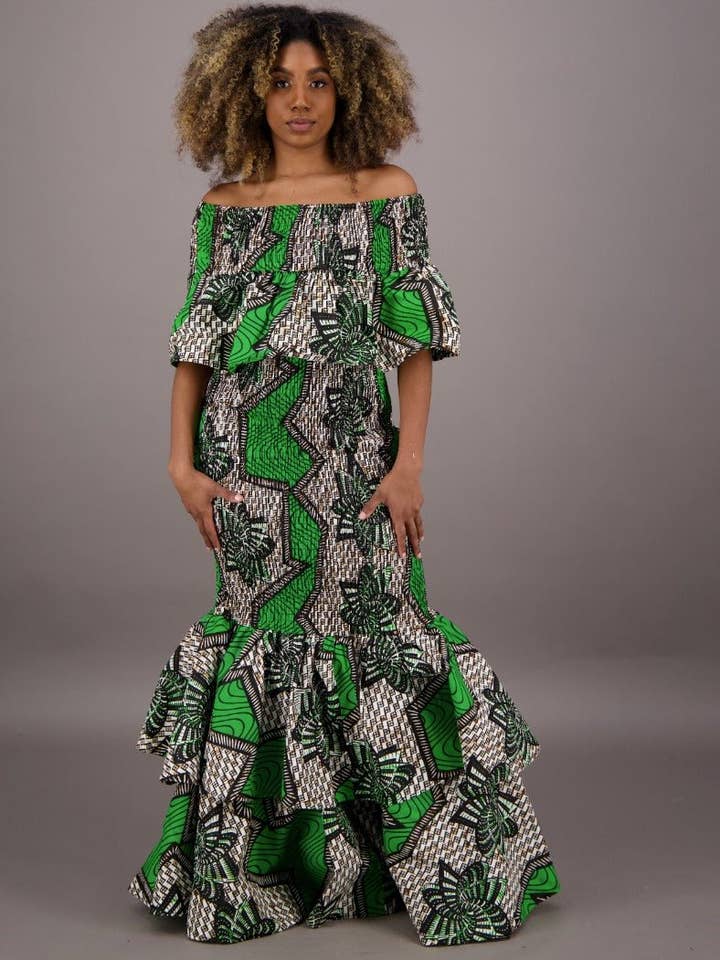 African Print Mermaid Dress AD-2289-255 for wholesale on Faire