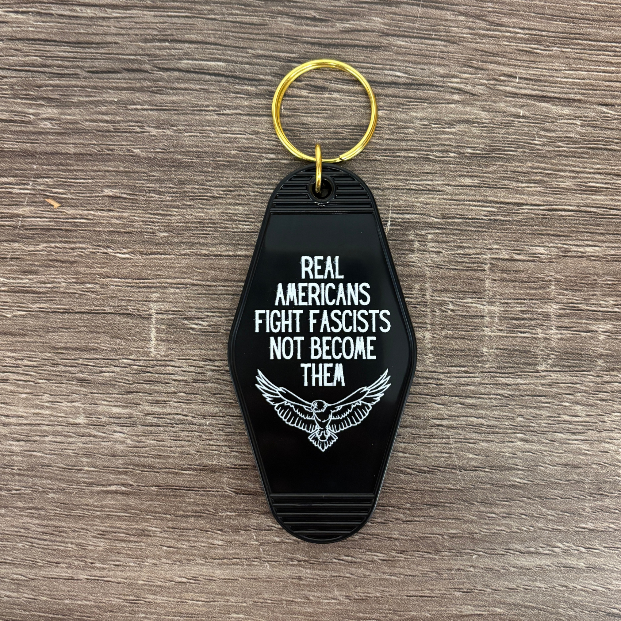GetBullish - Wholesale Keychain - Unisex - Real Americans Fight Fascists Not Become Them Keychain4