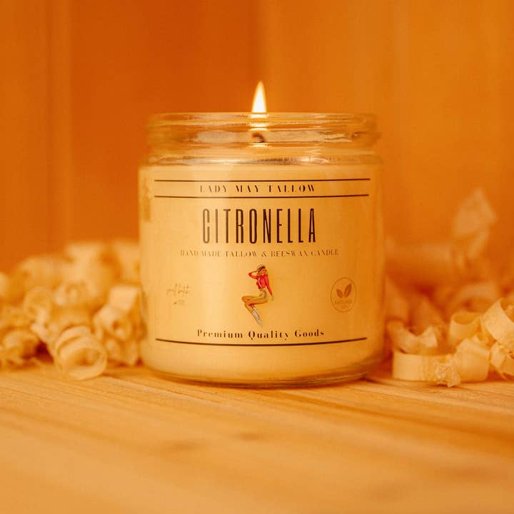 Lady May Tallow - Wholesale Jar/filled candle - Lady May "Classics" All Natural, Non-Toxic, Clean Burning TALLOW & Beeswax Candle |6